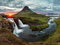 منظره رودخانه و آبشار ایسلند