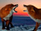 عکس نبرد دو روباه در زمستان