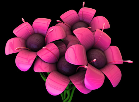عکس گلهای صورتی سه بعدی 3d pink flowers