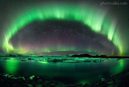 شفق قطبی زیبا aurora green image