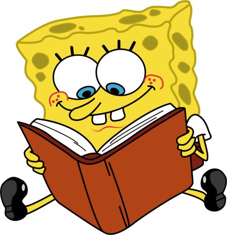 باب اسفجنی در حال مطالعه reading book sponge bob
