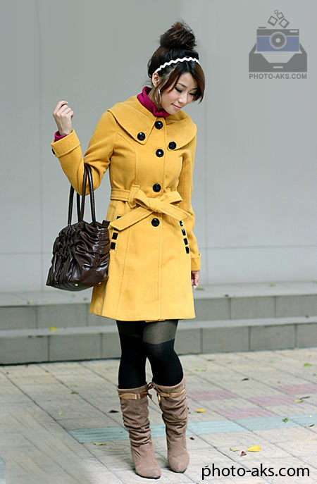 پالتو زمستانی دخترانه شیک و جدید yellow winter coat