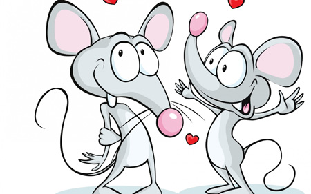 عکس دو موش کارتونی شاد heart art mouse love