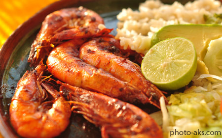 غذای دریایی با میگو seafood shrimp
