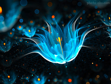 گل انتزاعی درخشان آبی abstraction light neon flower