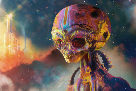 آدم فضایی خیالی alien art colorful