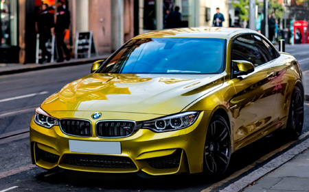 عکس ماشین bmw طلایی golden yellow bmw