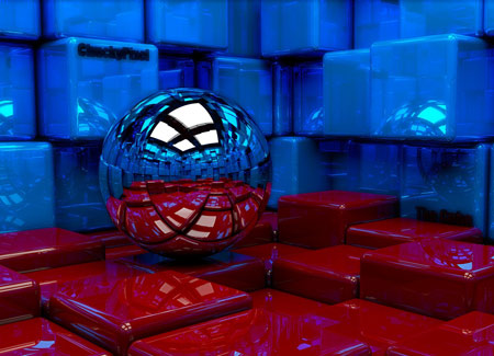 عکس سه بعدی زیبا blue cubes reflection