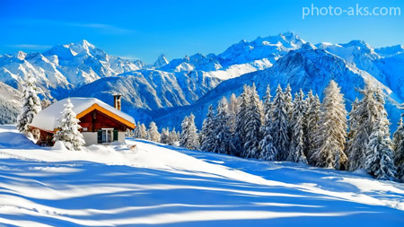 منظره کوهستانی زیبا در زمستان beautiful mountain in winter