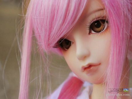 عروسک با مو های صورتی  beautiful pink hair girl doll 