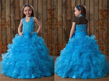 مدل لباس عروس بچه گانه آبی blue wedding for kids