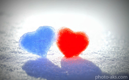 عکس قلب قرمز آبی snow heart love