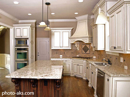 دکوراسیون آشپزخانه با کابینت سفید cabinets kitchen decoration