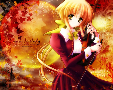 عکس دختر فانتزی با ویولن girl violin autumn