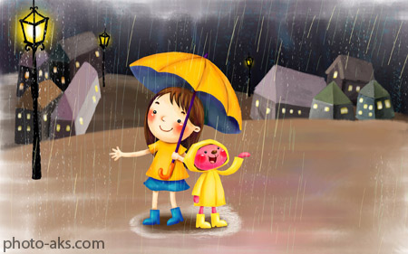 پوسترهای دخترانه کارتونی جدید cartoon girl in rain