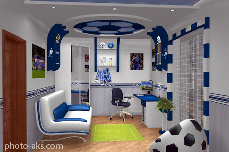 دکوراسیون فوتبالی اتاق خواب chelsea football bedroom