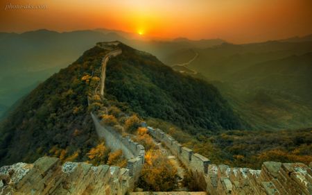 دیوار چین در غروب china long  wall