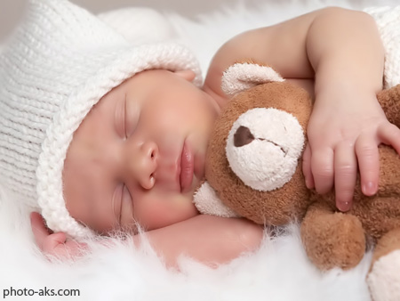 عکس نوزاد در خواب cute baby with teddy bear
