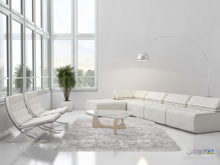 دکوراسیون حال با طرح سفید رنگ white living room decoration