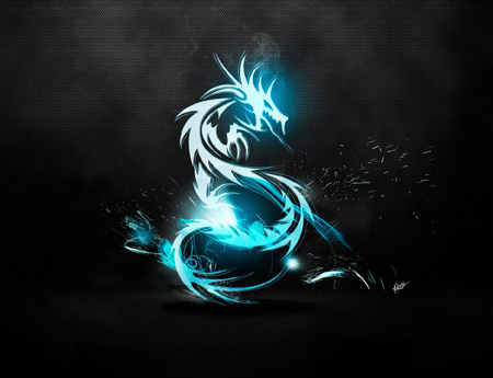 عکس انتزاعی اژدهای آبی dragon light luster