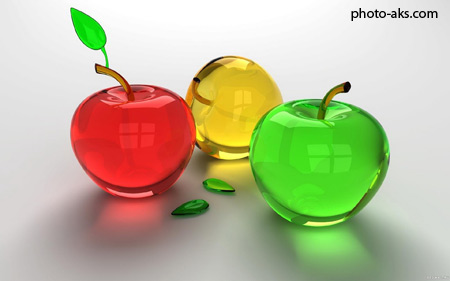 سیب های شیشه ای سه بعدی glass apple 3d wallpaper