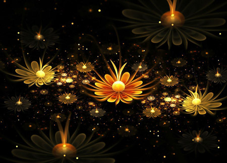 والپیپر انتزاعی از گلهای طلائی زیبا golden flower abstract