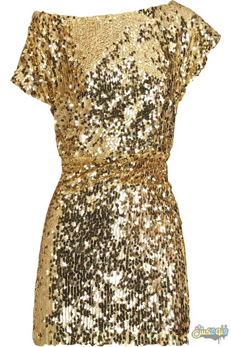لباس مجلسی کوتاه طلائی پولکی golden prom dress