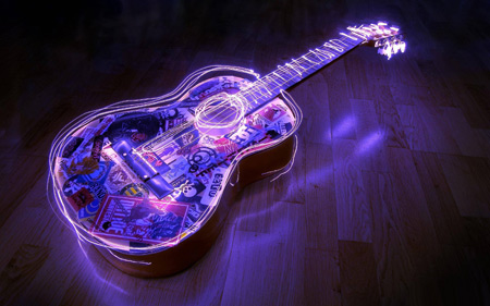 پوستر گیتار نورانی زیبا guitar neon art