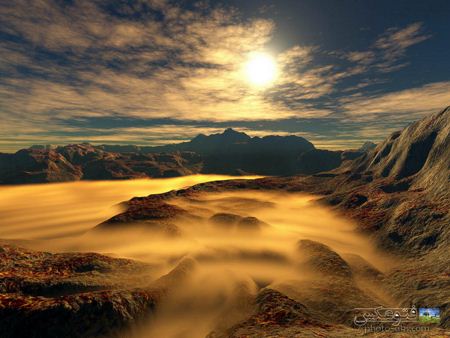 منظره تابش آفتاب در کوهستان aks kohestan