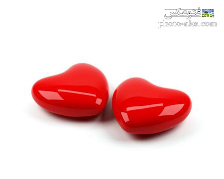 عکس دو قلب قرمز درخشان two red love heart