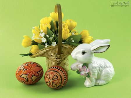 خرگوش سبد گل زرد lovely rabbit wallpaper