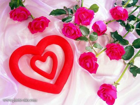 عکس عاشقانه قلب و گل قرمز romantic hearts and flowers