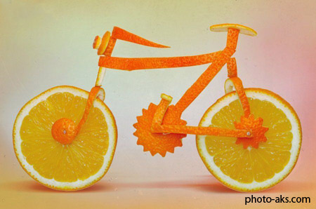 میوه آرایی با پرتغال orange bicycle