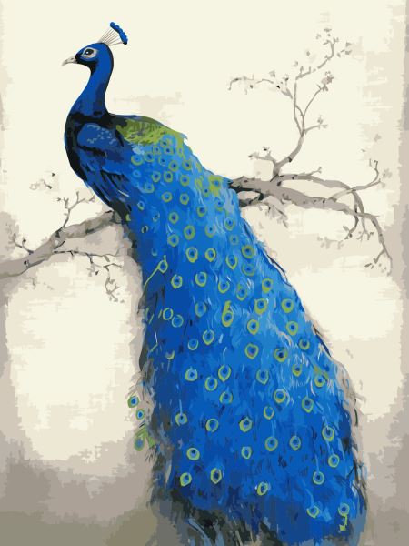 نقاشی طاووس آبی paint peacock