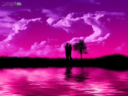 پوستر بنفش عاشقانه زن و مرد violet love wallpaper