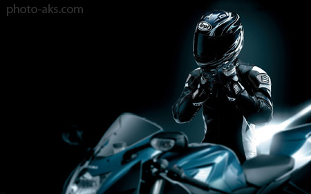 موتر سوار سیاه پوش racer black motorcycle