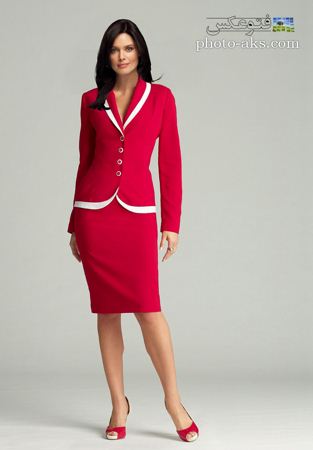 کت و دامن قرمز مجلسی red skirt suit model