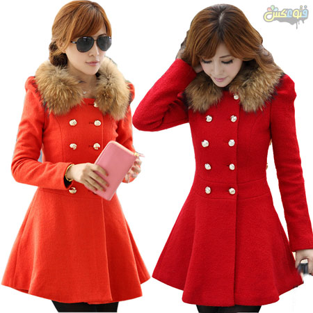 پالتو دخترانه کره ای قرمز  red fashion overcoat