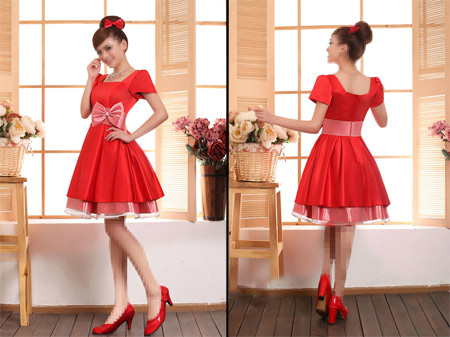 مدل پیراهن فون قرمز عروسکی red short dress