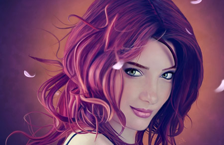 چهره زیبای دختر مو قرمز redhead digital art women