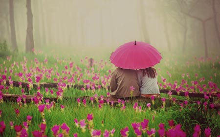 عکس رمانتیک دختر پسر در گلها romantic love flowers