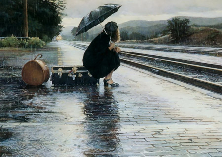 عکس غم انگیز دختر زیر باران sad girl rain train
