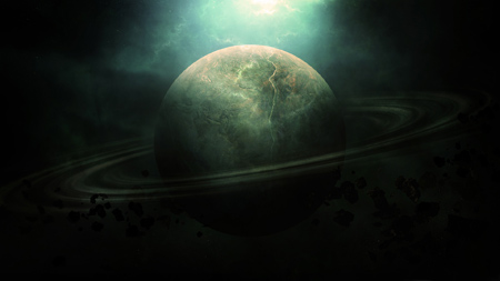 سیاره زحل در فضای تاریک saturn wallpaper
