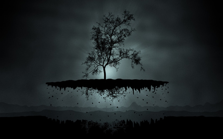 عکس انتزاعی درخت معلق tree dark wallpaper