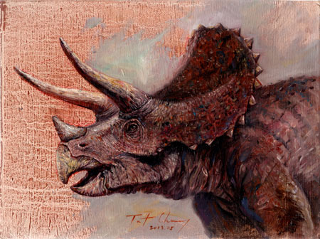نقاشی دایناسور گیاه خوار triceratops dinosaurs painting
