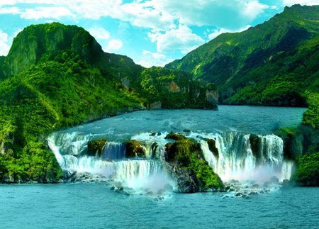 عکس روخانه و آبشار منظره استوایی tropical watterfal