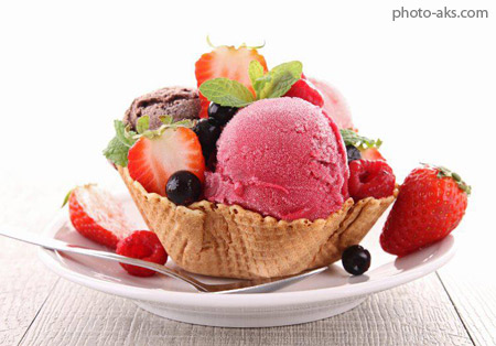 تزئین دسر بستنی با میوه tazin deser bastani ba miveh