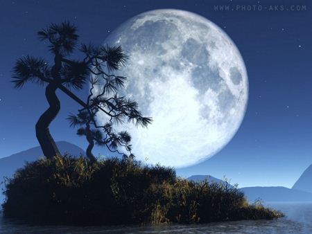 عکس فانتزی جزیره کوچک و ماه dream