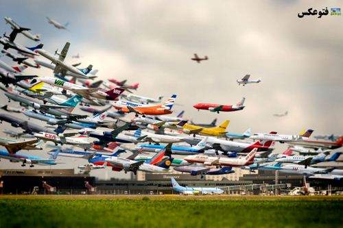 عکس شکار صحنه های بلند شدن هواپیما ها در فرودگاه