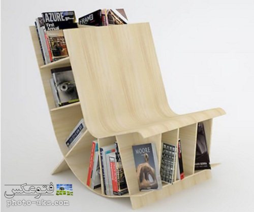 ایده نو و خلاقانه صندلی به همراه کتابخانه